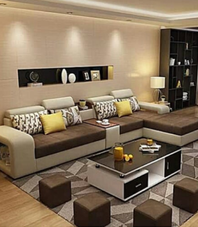 Applause IV Series – Spacious 6 Seater Sectional Sofa  &  4 Upholstered stools and Centre Table Bedroom Largelife Furnitures