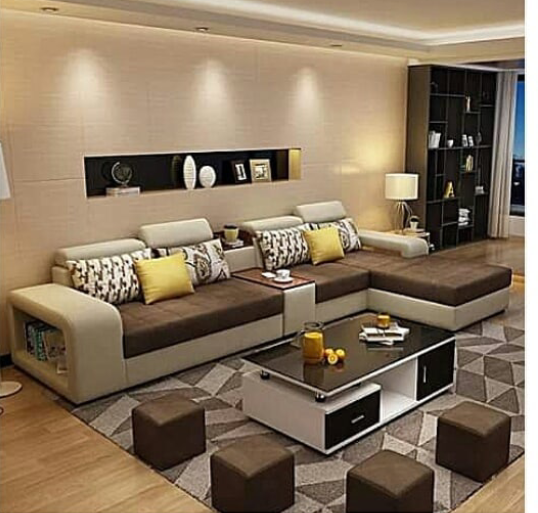 Applause IV Series – Spacious 6 Seater Sectional Sofa  &  4 Upholstered stools and Centre Table Bedroom Largelife Furnitures