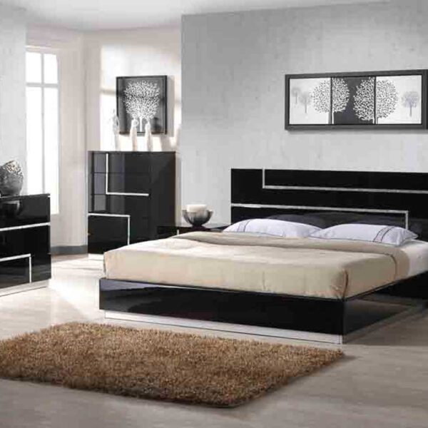 Adorable Series 025 – King Size (6ft by 6ft) Bedframe (High Gloss Finishing) With 2 Night Stands, Dresser Set and Chest of Drawers