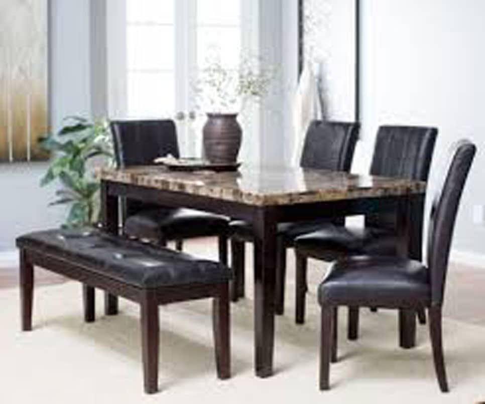 Aspire Series – 6 Seater Dining Set with Marble Table Top Dining Room Largelife Furnitures