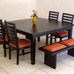 Freedom Series – 4 Seater   2 Seater Bench Dining Set (Mahogany Finish)