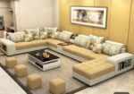 """""Adannaya Series""""" Spacious 10 Seater Sectional Sofa with 4 upholstered stools (Centre Table Inclusive)