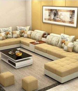 “””””Adannaya Series””””” Spacious 10 Seater Sectional Sofa with 4 upholstered stools (Centre Table Inclusive) Living Room Largelife Furnitures