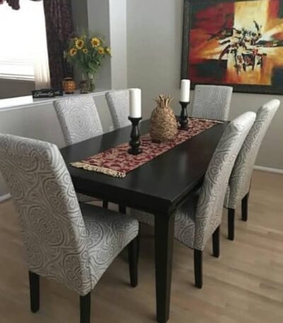 Friendship  Series 6 Seater Upholstered Dining with Premium High Gloss Table Top Finish Dining Room Largelife Furnitures