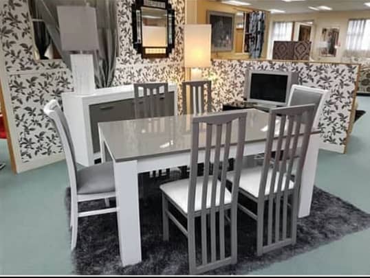 Andrew 6 Seater Mahogany Dining With High Gloss Finish Table Finish Dining Room Largelife Furnitures