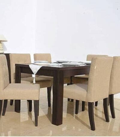 Amoke’s Series 6 Seater Upholstered Dining (With Premium Gloss Table Top Finish) Dining Room Largelife Furnitures