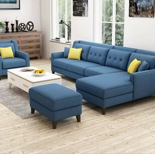 Arctic Series (Spacious) 5 Seater Sectional Sofa & Single Seater &  Ottoman + Centre Table