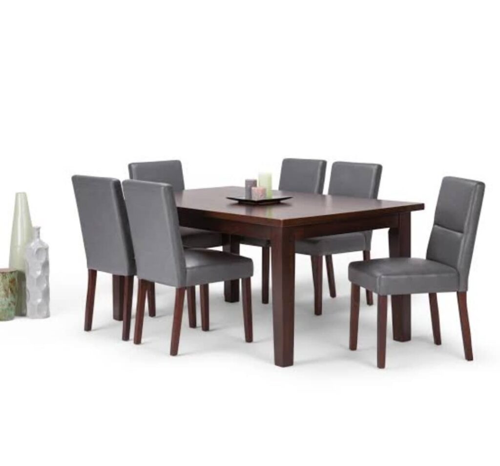 Alpha Series 6 Seater Premium Leather upholstered Dining Set Dining Room Largelife Furnitures