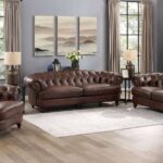 Hilton IX Series Genuine Italian Leather Premium Chesterfield Sofa Set. (3+2+1+1) Seaters + Ottoman