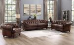 Hilton IX Series Genuine Italian Leather Premium Chesterfield Sofa Set. (3+2+1+1) Seaters + Ottoman