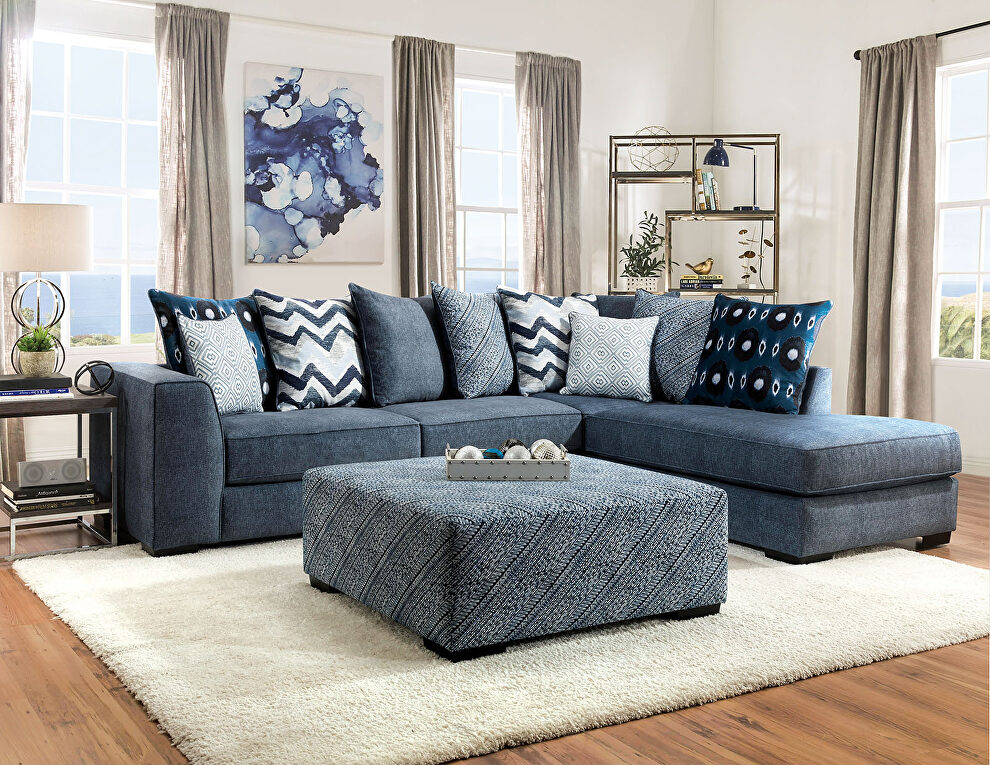 Atlantis Series V Seater Sectional Premium fabric Sofa  & Centre Ottoman Living Room Largelife Furnitures