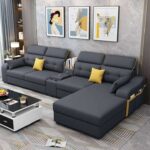 """"Abayomi IX"""" Series Premium Fabric 5 Seater Sectional Sofa Set (With Functional adjustable headrests)