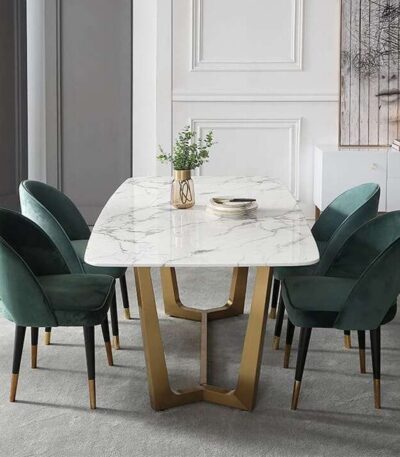 Ambience IX Series Premium 4 Seater Dining Set (With Premium Quartz Marble Table Top Finish) Dining Room Largelife Furnitures