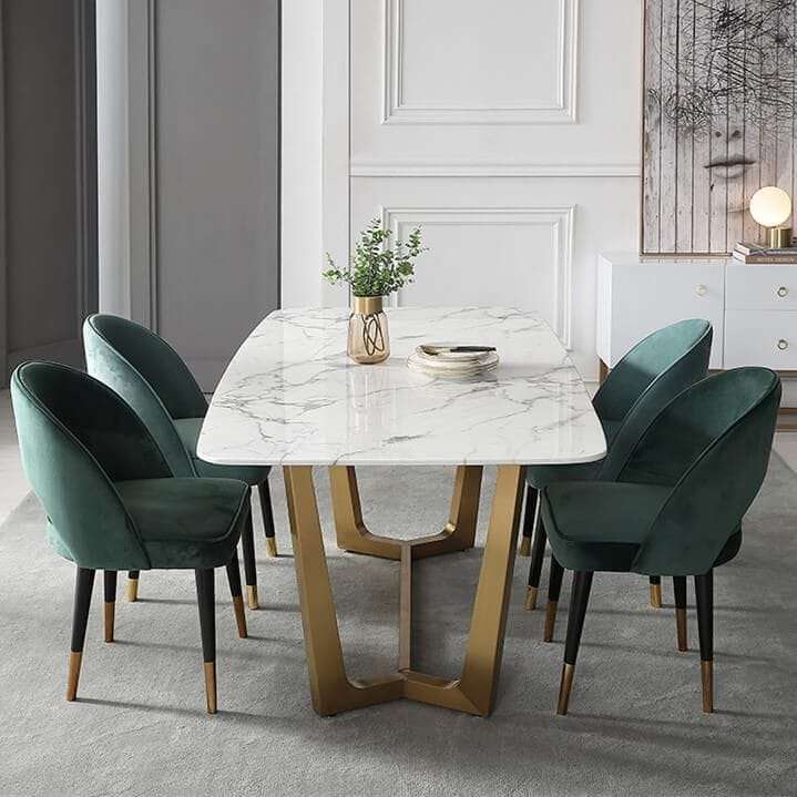Ambience IX Series Premium 4 Seater Dining Set (With Premium Quartz Marble Table Top Finish) Dining Room Largelife Furnitures