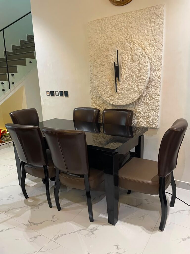 “”””””Delta IV “””””” Series 6 Seater Premium Leather upholstered Dining Set Dining Room Largelife Furnitures