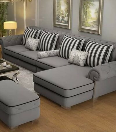 Alice Series Deep Tacked 5 Seater (Spacious) Sectional Sofa with Ottoman Living Room Largelife Furnitures