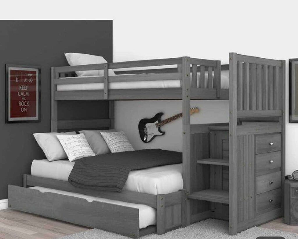 Omega IV Series 3 in 1 Bunk Bed with inbuilt (Storage Drawers) (100% HDF Finish) Baby and Kid's Largelife Furnitures