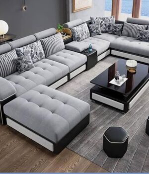 “”””Brandon”””” Series 10 Seater Sectional Sofa Set &  4 Upholstered Stools & Centre Table Living Room Largelife Furnitures