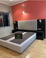 Calmness IV Series Premium 6ft by 6ft Kingsize Bedframe with 2Bedsides &2 Lights