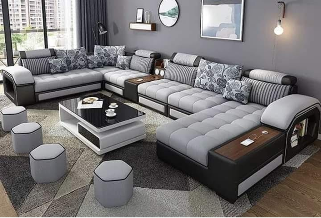 “””””””AdeBola IV Series””””””” 10 sitter Premium Sectional Sofa plus  4 Upholstered stools and Centre Table Living Room Largelife Furnitures