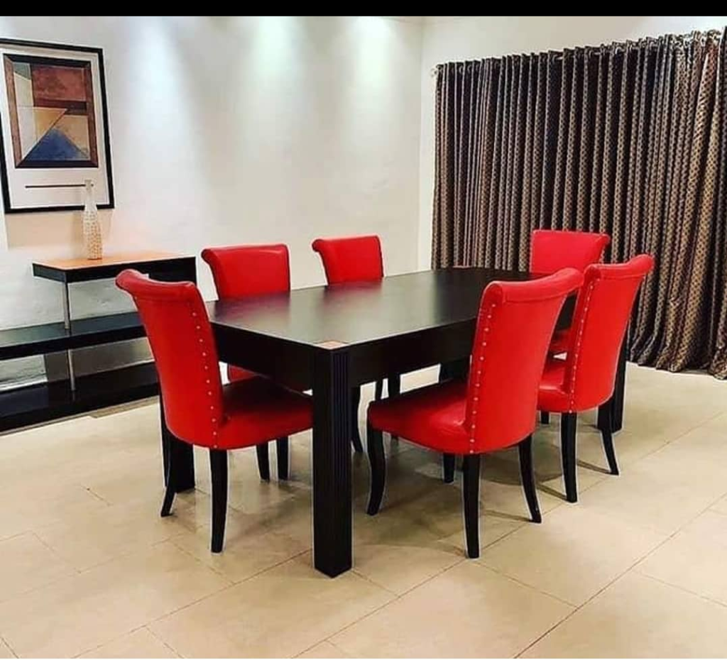 Lucy’s Series 6 Seater Dining set (with Premium Gloss Table Top Finish) Dining Room Largelife Furnitures