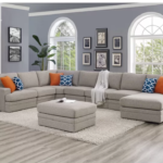 Abundance Series 8 seater Fabric Sectional Sofa   Centre Ottoman