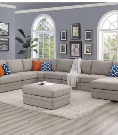 Abundance Series 8 seater Fabric Sectional Sofa   Centre Ottoman Living Room Largelife Furnitures