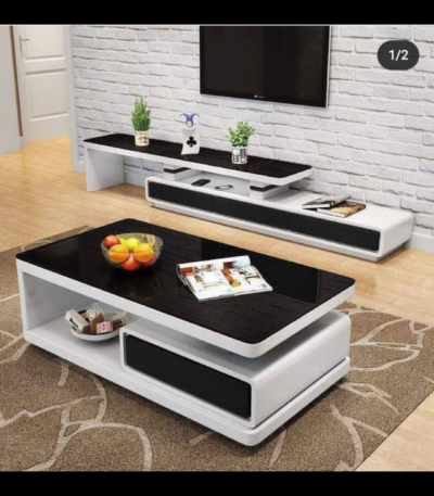 Clarion IV Series Coffee Table + TV Console Unit (6ft) , Black Gloss Finish Living Room Largelife Furnitures