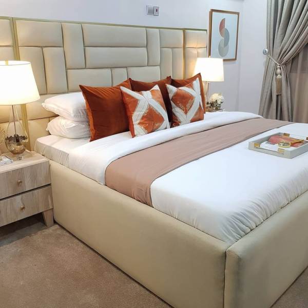 Abel's Series Grand 6ft by 6ft King size Upholstered Bedframe with 2 Bedsides