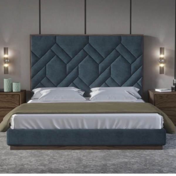 Alex IX Series 6ft by 6ft King Size  Upholstered Bedframe  with 2 Bedsides