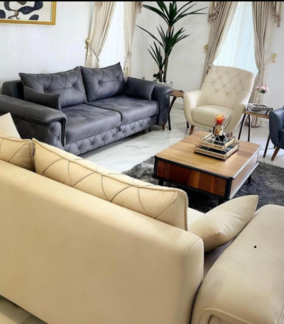 Aaron V Series Elite Premium Leather (3+2+1+1) Sofa Set (With Micro Detailed Sewing) Living Room Largelife Furnitures