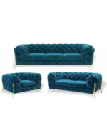 Admiralty Club Series Premium Elite Fabric Chesterfield 7 Seater Sofa Set (3+2+1+1) Seaters with (Gold Legs)