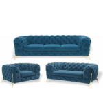 Admiralty Club Series Premium Elite Fabric Chesterfield 7 Seater Sofa Set (3+2+1+1) Seaters with (Gold Legs) - Image 4