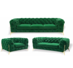 Admiralty Club Series Premium Elite Fabric Chesterfield 7 Seater Sofa Set (3+2+1+1) Seaters with (Gold Legs) - Image 5