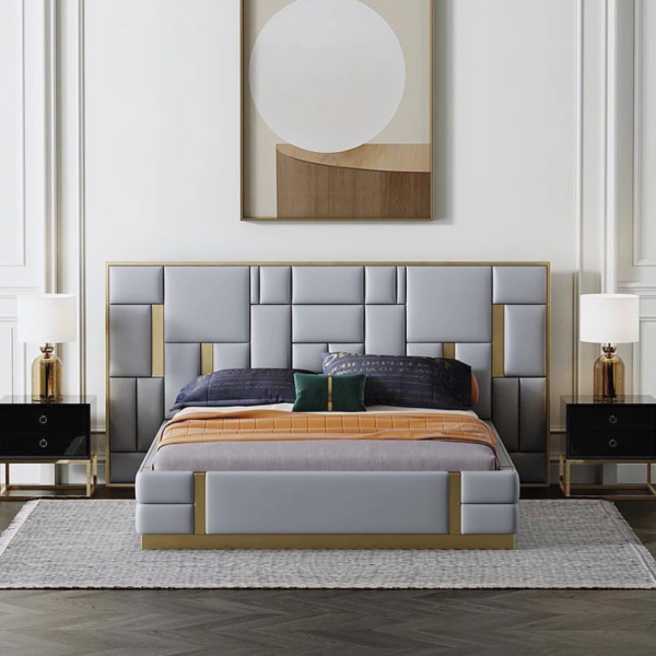 Abeni IV Series Premium 6ft by 6ft KingSize Bedframe + 2 High Gloss Finish Bedsides