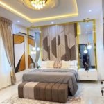 GentleDove Series Exquisite Wall Cladding King Size (Gold Themed) Bedframe with Footstool