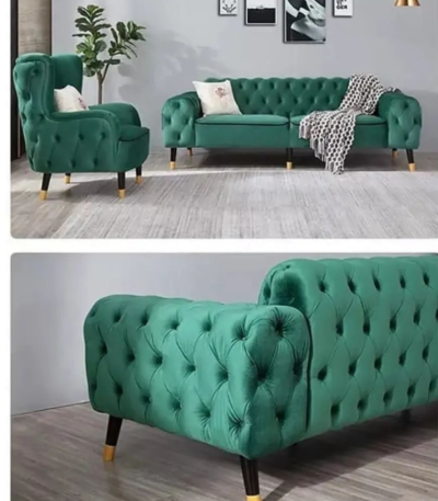 Asher Series (3+2+1+1 Seaters)  Premium Elite 7 Seater Fabric Chesterfield Sofa Set Living Room Largelife Furnitures