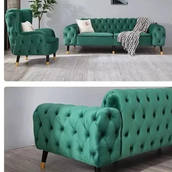 Asher Series (3+2+1+1 Seaters)  Premium Elite 7 Seater Fabric Chesterfield Sofa Set