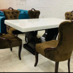 """""AppleField Series""""" Premium 6 Seater Dining Set with Premium Quartz Marble Table Top
