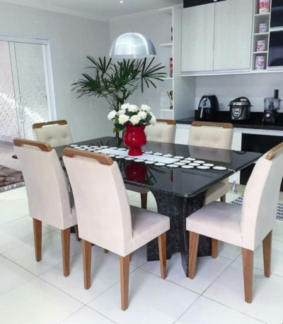 Allure IV Series Premium 6 Sitter Dining Set with 100% Premium Quartz Marble Table Dining Room Largelife Furnitures