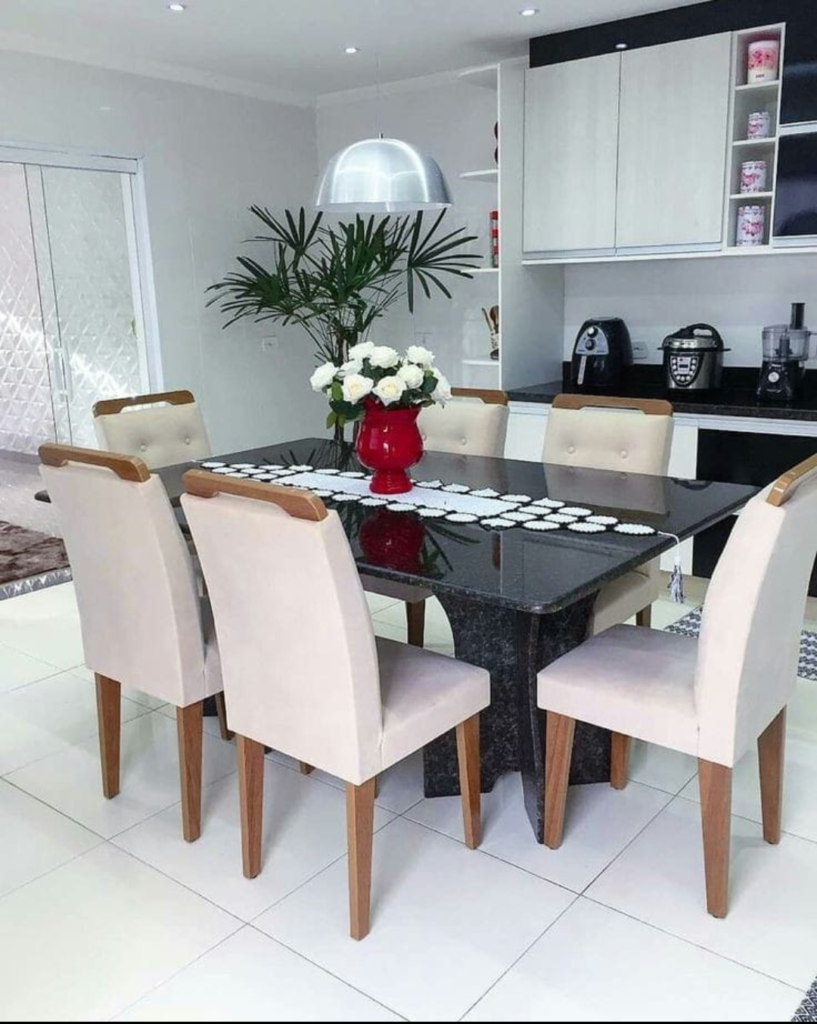 Allure IV Series Premium 6 Sitter Dining Set with 100% Premium Quartz Marble Table Dining Room Largelife Furnitures