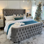 "Ashley IV" Series Premium 6ft by 6ft KingSize Chesterfield Bedframe & 2 Giant Bedsides