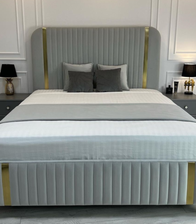 Adufe IV  Series Premium 6ft by 6ft KingSize Bedframe with 2 Bedsides (With Gold plated legs) Bed Frames Largelife Furnitures