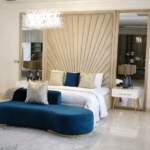 Achievers IV Series Premium Cladding Bedframe with mirrors , Bedsides and 3 seater Curved sofa