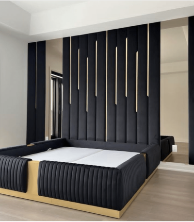 Adannaya series Premium Elite 6ft by 6ft Master Bedframe with mirror and 2 bedsides Bed Frames Largelife Furnitures