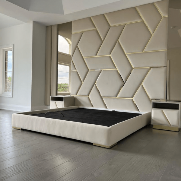 MoonRise IV Series Premium 6ft by 6ft Master Bedframe with Mirror and 2 bedside