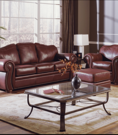 Alexandra IV Series Premium Elite Leather 7 Seater Sofa Set (3+2+1+1) Seaters  with Ottoman Living Room Largelife Furnitures