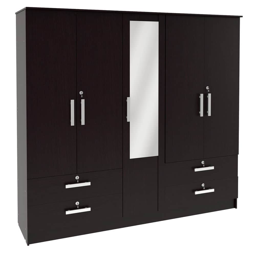 Wardrobe Series 007 – 5 Door 250cm by 62cm by H 220cm (MDF FINISH) Bedroom Largelife Furnitures