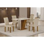 Elevate your dining experience with the Adaugo IX Fabric 4 Seater Dining Set, showcasing a luxurious quartz marble top and striking geometric base. Perfect for modern dining rooms, this elegant set is beautifully arranged on a light rug and features four stylish wine glasses—ideal for gatherings or everyday meals. Add a touch of sophistication to your home décor with this contemporary dining table and chair set.