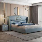 "Ashley Series" IX Premium Leather 6ft by 6ft KingSize Bedframe  With 2 Bedsides